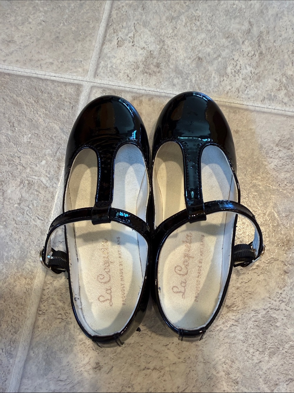LaCoqueta toddler Black Patent T-Strap Dress Shoes